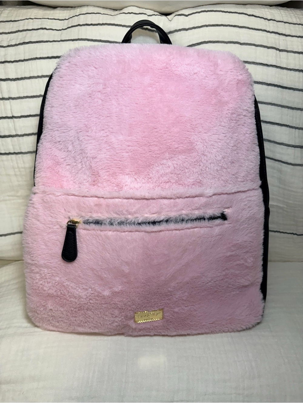 Luv Betsey by Betsey Johnson Pink Faux Fur Cat Unicorn Hoodie Backpack